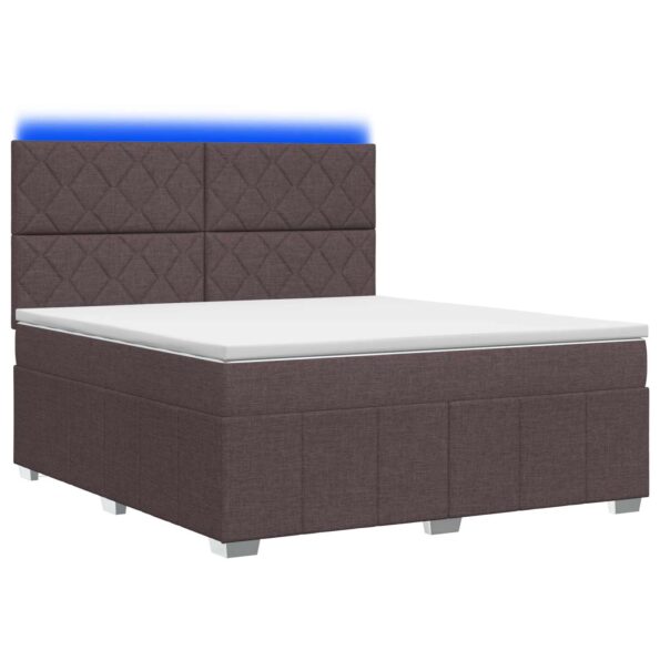 vidaXL LED boxspring posteľ s matracom Tmavohnedá 160 x 200 cm Látka – Obrázok 2