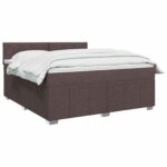 vidaXL LED boxspring posteľ s matracom Tmavohnedá 160 x 200 cm Látka – Obrázok 3