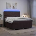 vidaXL LED boxspring posteľ s matracom Tmavohnedá 160 x 200 cm Látka – Obrázok 4