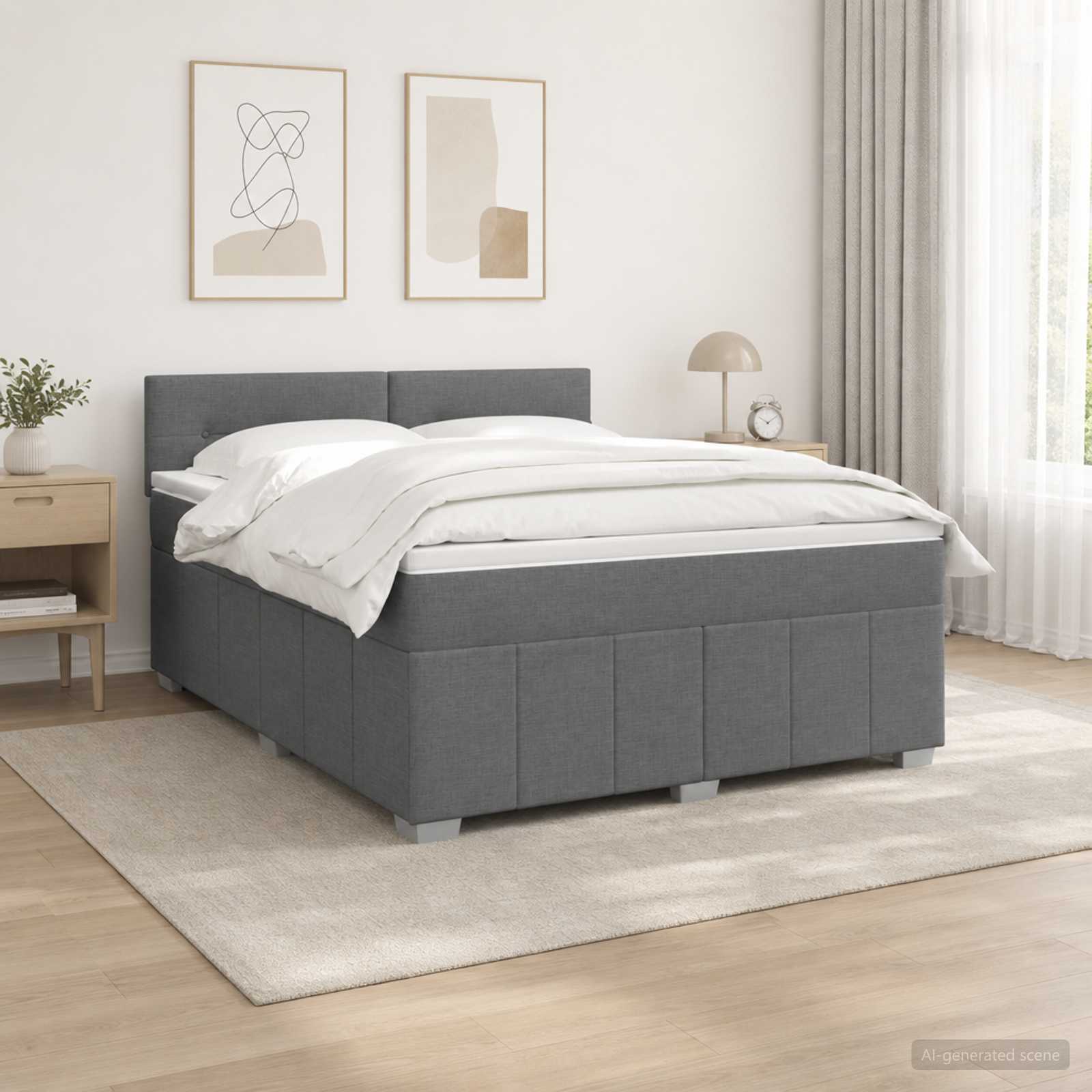 3455662_1.jpg vidaXL LED boxspring posteľ s matracom Tmavosivá 180 x 200 cm Látka – Obrázok 1