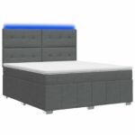 vidaXL LED boxspring posteľ s matracom Tmavosivá 180 x 200 cm Látka – Obrázok 2