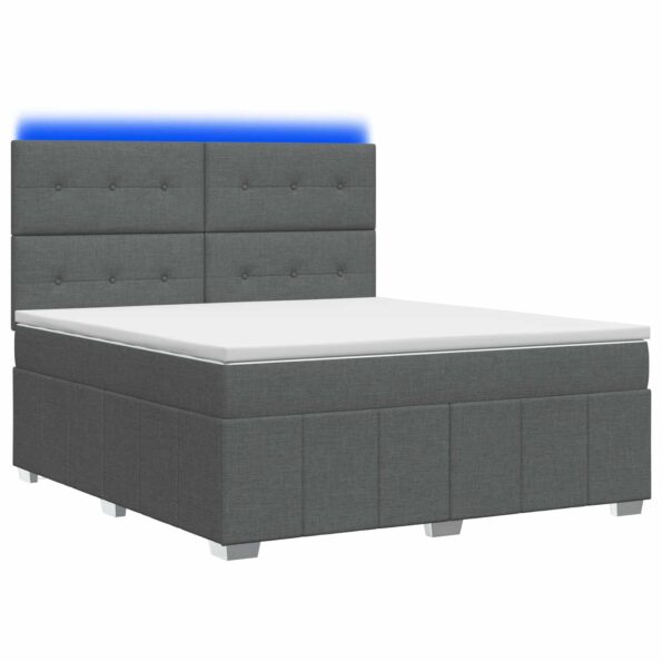 vidaXL LED boxspring posteľ s matracom Tmavosivá 180 x 200 cm Látka – Obrázok 2