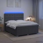 vidaXL LED boxspring posteľ s matracom Tmavosivá 180 x 200 cm Látka – Obrázok 4