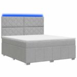 vidaXL LED boxspring posteľ s matracom Svetlosivá 180 x 200 cm Látka – Obrázok 2