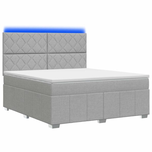 vidaXL LED boxspring posteľ s matracom Svetlosivá 180 x 200 cm Látka – Obrázok 2