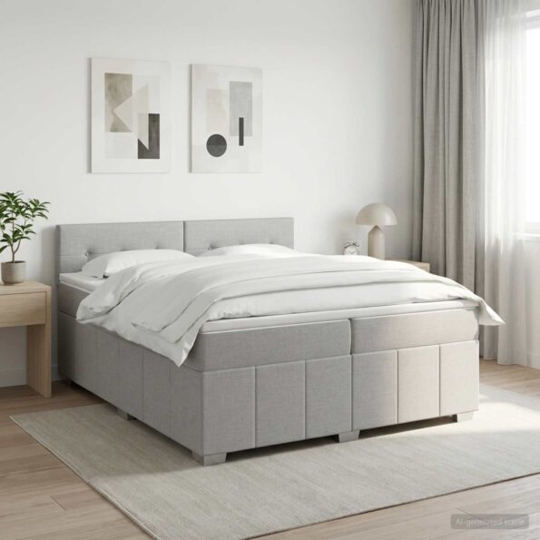 vidaXL LED boxspring posteľ s matracom Svetlosivá 180 x 200 cm Látka – Obrázok 4