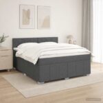 vidaXL LED boxspring posteľ s matracom Tmavosivá 180 x 200 cm Látka