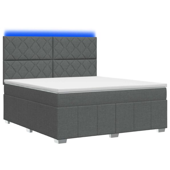 vidaXL LED boxspring posteľ s matracom Tmavosivá 180 x 200 cm Látka – Obrázok 2