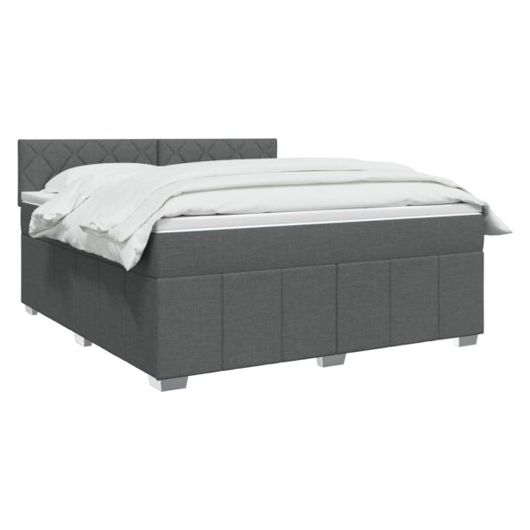 vidaXL LED boxspring posteľ s matracom Tmavosivá 180 x 200 cm Látka – Obrázok 3