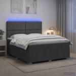 vidaXL LED boxspring posteľ s matracom Tmavosivá 180 x 200 cm Látka – Obrázok 4