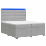 vidaXL LED boxspring posteľ s matracom Svetlosivá 200 x 200 cm Látka – Obrázok 2