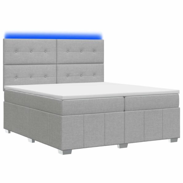 vidaXL LED boxspring posteľ s matracom Svetlosivá 200 x 200 cm Látka – Obrázok 2