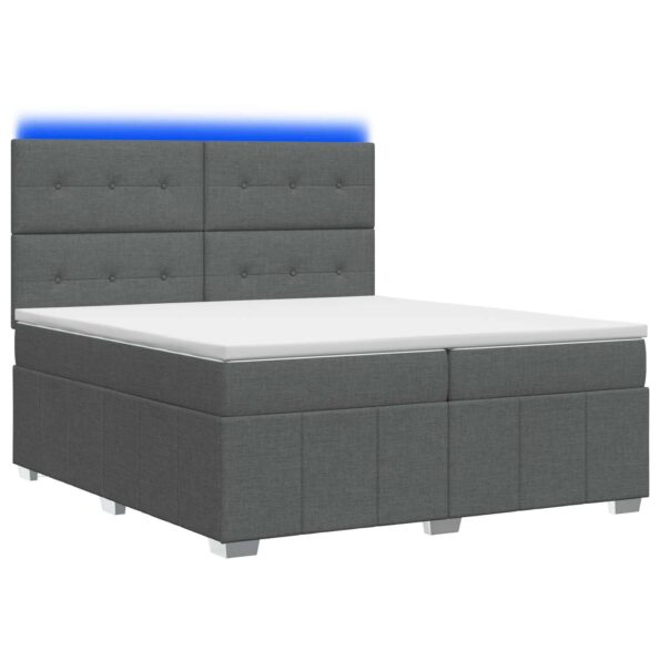 vidaXL LED boxspring posteľ s matracom Tmavosivá 200 x 200 cm Látka – Obrázok 2
