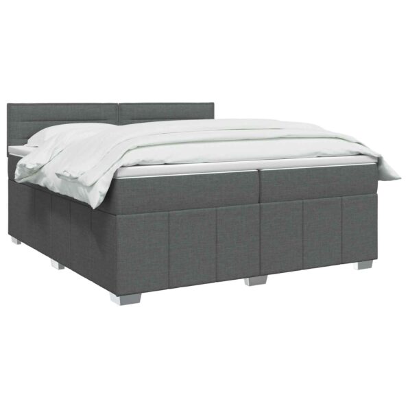 vidaXL LED boxspring posteľ s matracom Tmavosivá 200 x 200 cm Látka – Obrázok 3