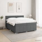 vidaXL LED boxspring posteľ s matracom Tmavosivá 200 x 200 cm Látka – Obrázok 4