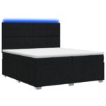 vidaXL LED boxspring posteľ s matracom Čierna 200 x 200 cm Látka – Obrázok 2
