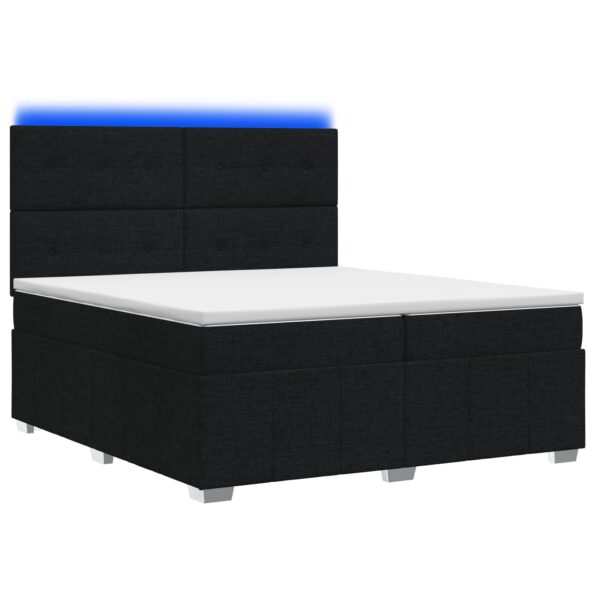 vidaXL LED boxspring posteľ s matracom Čierna 200 x 200 cm Látka – Obrázok 2