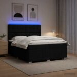 vidaXL LED boxspring posteľ s matracom Čierna 200 x 200 cm Látka – Obrázok 4