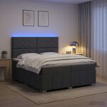 vidaXL LED boxspring posteľ s matracom Tmavosivá 200 x 200 cm Látka