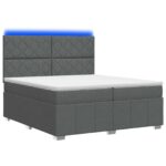 vidaXL LED boxspring posteľ s matracom Tmavosivá 200 x 200 cm Látka – Obrázok 2