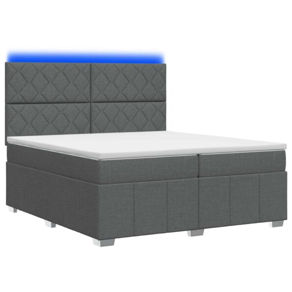 vidaXL LED boxspring posteľ s matracom Tmavosivá 200 x 200 cm Látka – Obrázok 2