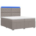 vidaXL LED boxspring posteľ s matracom Sivohnedá 200 x 200 cm Látka – Obrázok 2