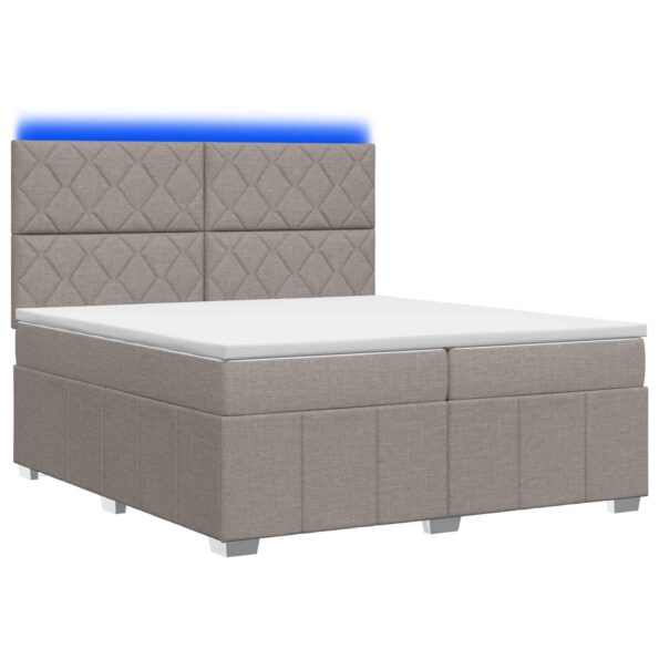 vidaXL LED boxspring posteľ s matracom Sivohnedá 200 x 200 cm Látka – Obrázok 2