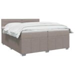 vidaXL LED boxspring posteľ s matracom Sivohnedá 200 x 200 cm Látka – Obrázok 3