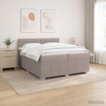 vidaXL LED boxspring posteľ s matracom Sivohnedá 200 x 200 cm Látka – Obrázok 4