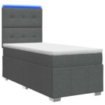 vidaXL LED boxspring posteľ s matracom Tmavosivá 90 x 190 cm Látka – Obrázok 2