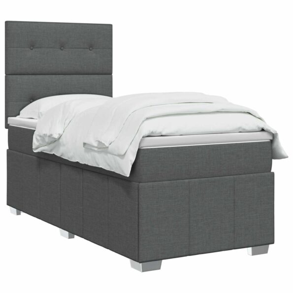 vidaXL LED boxspring posteľ s matracom Tmavosivá 90 x 190 cm Látka – Obrázok 3