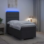 vidaXL LED boxspring posteľ s matracom Tmavosivá 90 x 190 cm Látka – Obrázok 4
