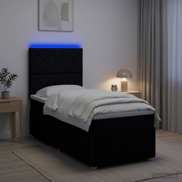 vidaXL LED boxspring posteľ s matracom Čierna 80 x 200 cm Látka – Obrázok 4