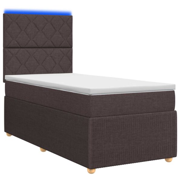vidaXL LED boxspring posteľ s matracom Tmavohnedá 80 x 200 cm Látka – Obrázok 2