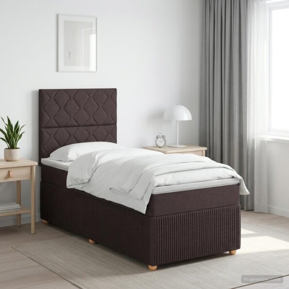 vidaXL LED boxspring posteľ s matracom Tmavohnedá 80 x 200 cm Látka – Obrázok 4