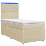 vidaXL LED boxspring posteľ s matracom Krémová 80 x 200 cm Látka – Obrázok 2