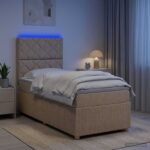 vidaXL LED boxspring posteľ s matracom Krémová 80 x 200 cm Látka – Obrázok 4