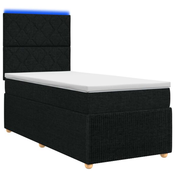 vidaXL LED boxspring posteľ s matracom Čierna 90 x 190 cm Látka – Obrázok 2