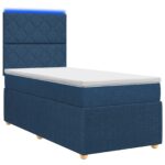 vidaXL LED boxspring posteľ s matracom Modrá 90 x 190 cm Látka – Obrázok 2