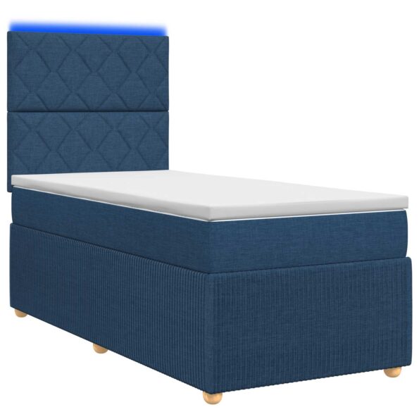 vidaXL LED boxspring posteľ s matracom Modrá 90 x 190 cm Látka – Obrázok 2