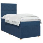 vidaXL LED boxspring posteľ s matracom Modrá 90 x 190 cm Látka – Obrázok 3