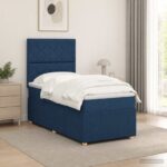 vidaXL LED boxspring posteľ s matracom Modrá 90 x 190 cm Látka – Obrázok 4