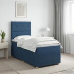 vidaXL LED boxspring posteľ s matracom Modrá 90 x 200 cm Látka – Obrázok 4