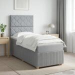 vidaXL LED boxspring posteľ s matracom Svetlosivá 90 x 200 cm Látka – Obrázok 4