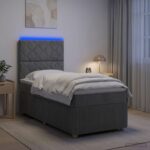 vidaXL LED boxspring posteľ s matracom Tmavosivá 90 x 200 cm Látka