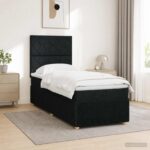vidaXL LED boxspring posteľ s matracom Čierna 90 x 200 cm Látka