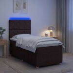 vidaXL LED boxspring posteľ s matracom Tmavohnedá 90 x 200 cm Látka