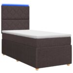 vidaXL LED boxspring posteľ s matracom Tmavohnedá 90 x 200 cm Látka – Obrázok 2