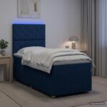 vidaXL LED boxspring posteľ s matracom Modrá 90 x 200 cm Látka