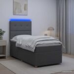 vidaXL LED boxspring posteľ s matracom Tmavosivá 100 x 200 cm Látka